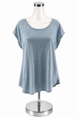 Sigrid Olsen Baby Blue 100% Linen Cap Sleeve Top Size XL